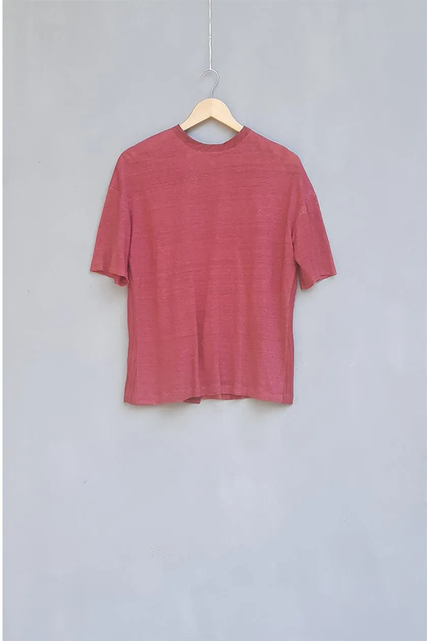 Urvashi Kaur   I   Hamamatsu JERSEY TOP ARCILLA handloom cotton and linen silk jersey brick TESSELLATE- 53