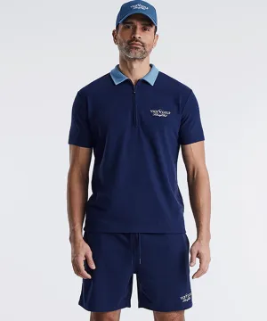 Vice Golf Atelier Liberty Club Half-Zip Waffle Polo - Navy
