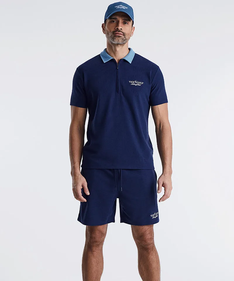 Vice Golf Atelier Liberty Club Half-Zip Waffle Polo - Navy