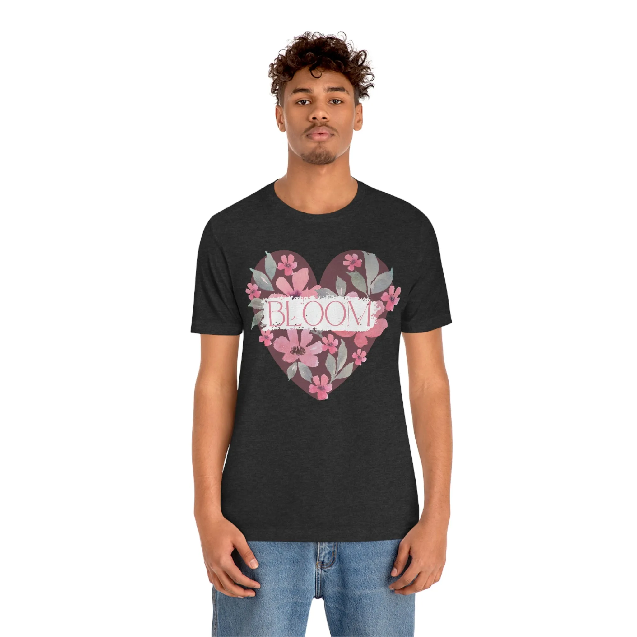 Watercolor Bloom  Heart Short Sleeve T-Shirt