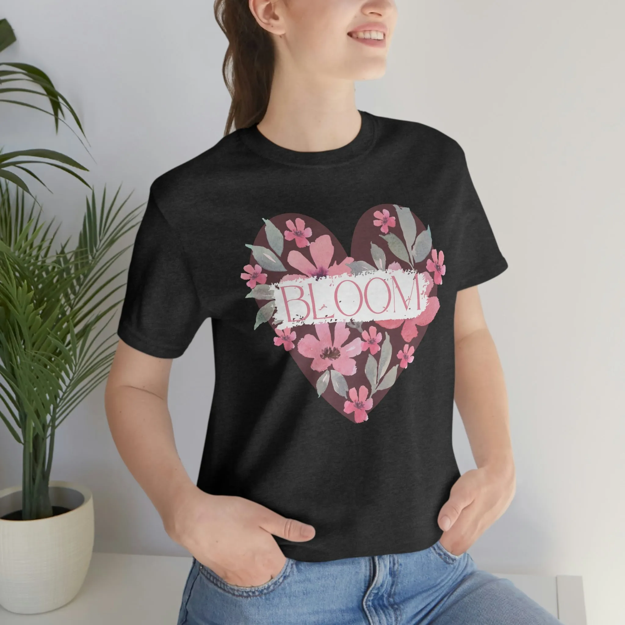 Watercolor Bloom  Heart Short Sleeve T-Shirt