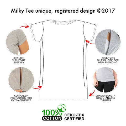 WINGING IT Breastfeeding T-shirt with Zips - Grey (Organic Cotton)