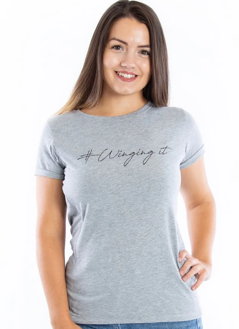 WINGING IT Breastfeeding T-shirt with Zips - Grey (Organic Cotton)