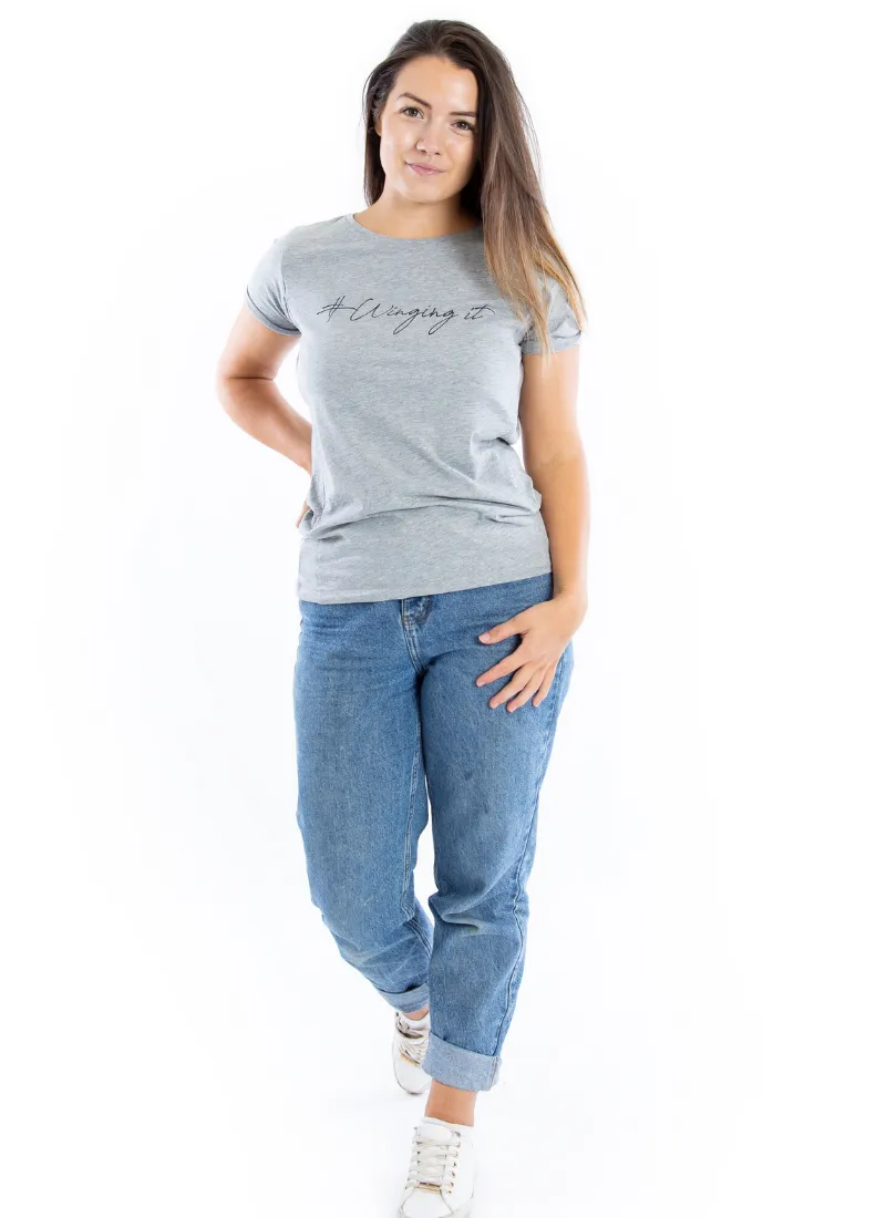 WINGING IT Breastfeeding T-shirt with Zips - Grey (Organic Cotton)