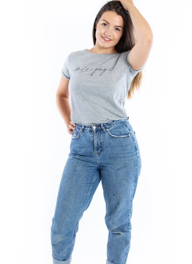 WINGING IT Breastfeeding T-shirt with Zips - Grey (Organic Cotton)