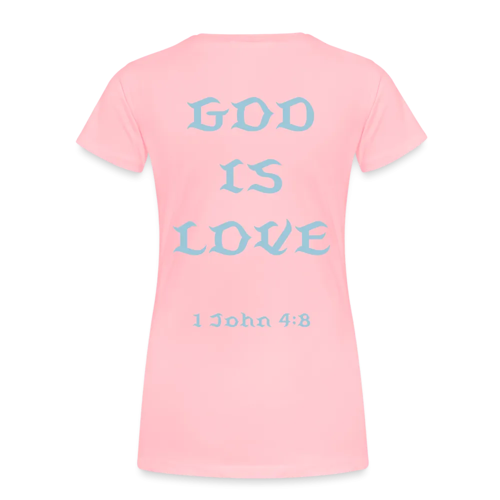Women's God is Love (Baby Blue Letter) Tee