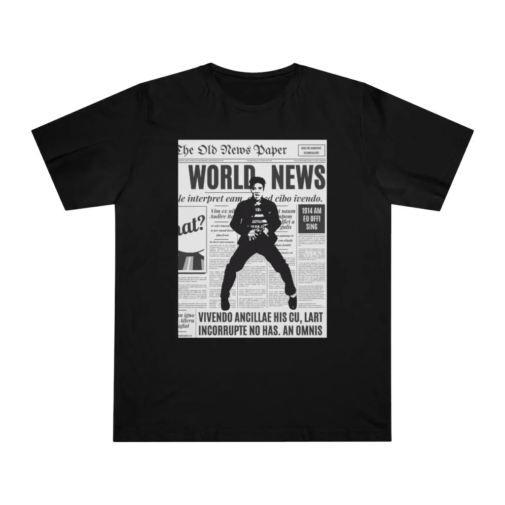 World News ELVIS Unisex Deluxe T-shirt (Black w/white)